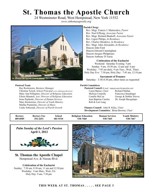 St. Thomas Bulletin 04-01-12 - St. Thomas the Apostle Church