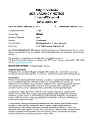 City of Victoria JOB VACANCY NOTICE Internal/External CUPE ...