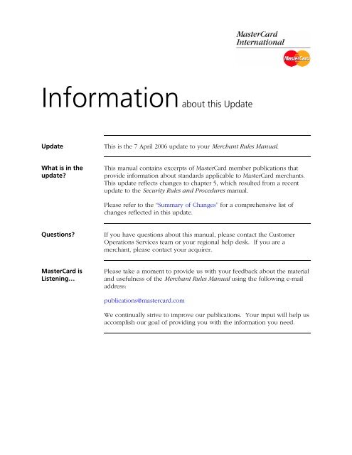 Merchant Rules Manual, Entire Manual - Mastercard