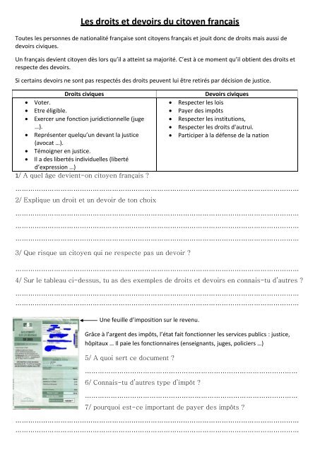 Les droits et devoirs du citoyen franÃ§ais - Pass Education