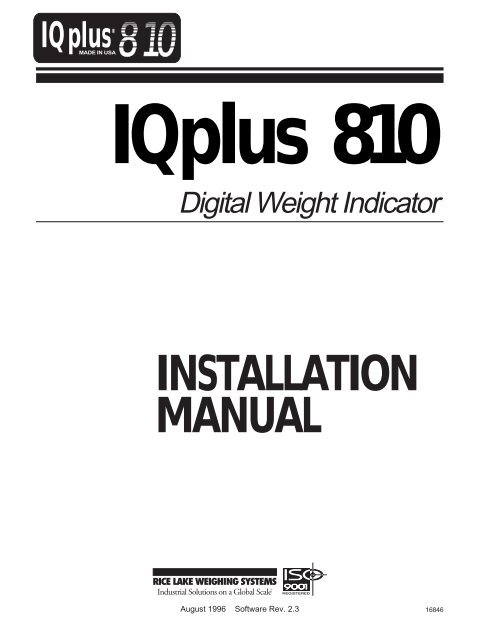 IQ plus 810 - Rice Lake Weighing Systems