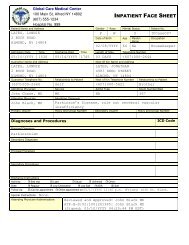 INPATIENT FACE SHEET