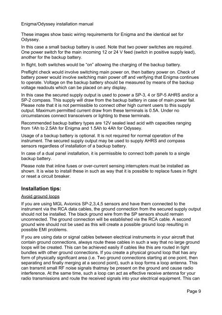 Enigma/Odyssey installation manual - MGL Avionics