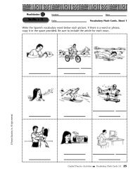 Write the Spanish vocabulary word below each picture. If there is a ...