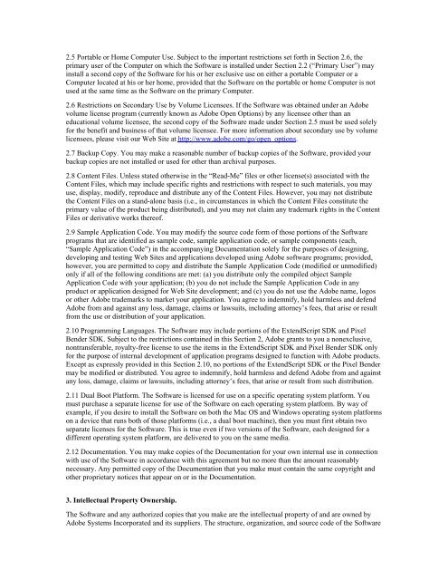 ADOBE Software License Agreement To view the Software License ...