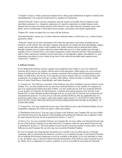 ADOBE Software License Agreement To view the Software License ...