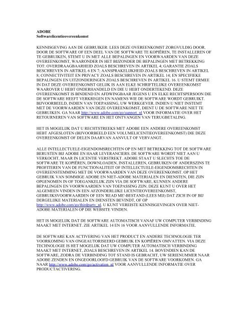 ADOBE Software License Agreement To view the Software License ...