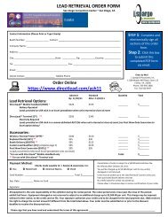 lead retrieval order form - J. Spargo & Associates