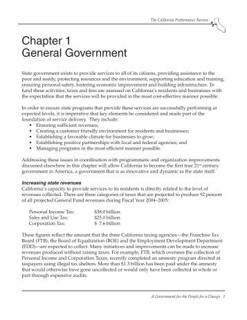 Chapter 1 General Government - The California Performance Review