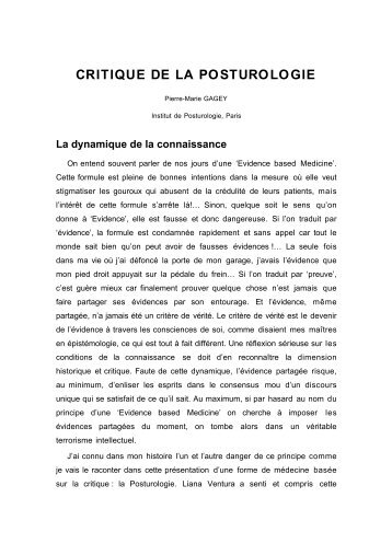 La Posturologie, une mÃ©decine fondÃ©e sur la critique par Pierre ...