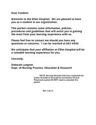 Dear Student: - Elliot Hospital