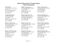 Missouri Department of Transportation Contact Information