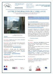 LETTRE D'INFORMATION DE L'UMR LAVUE - UMR CNRS 7218 ...