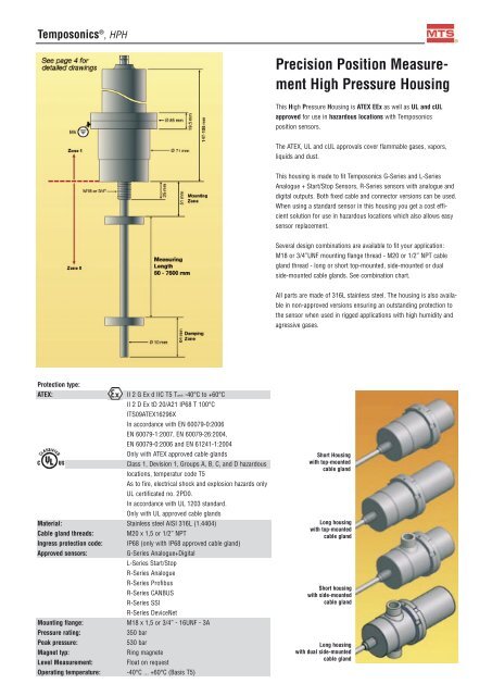 High pressure housing - MTS Sensors