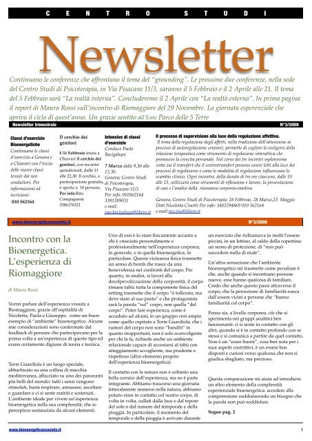 Newsletter 3 - Bioenergetica e societÃ 