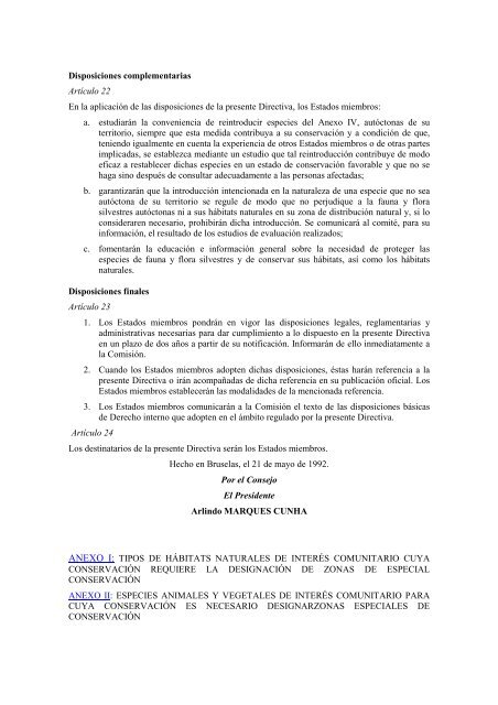 DIRECTIVA 92/43/CEE DEL CONSEJO de 21 de mayo de 1992 ...