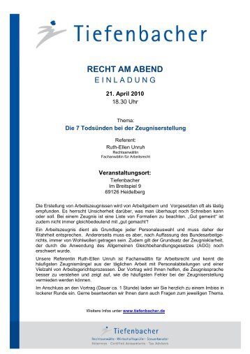 RECHT AM ABEND - Tiefenbacher