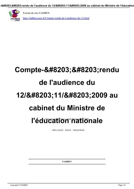 Compte-&#8203;&#8203;rendu de l'audience du 12 ... - Fadben