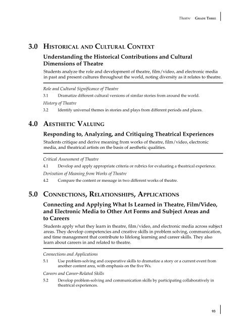 Visual and Performing Arts Content Standards - California ...