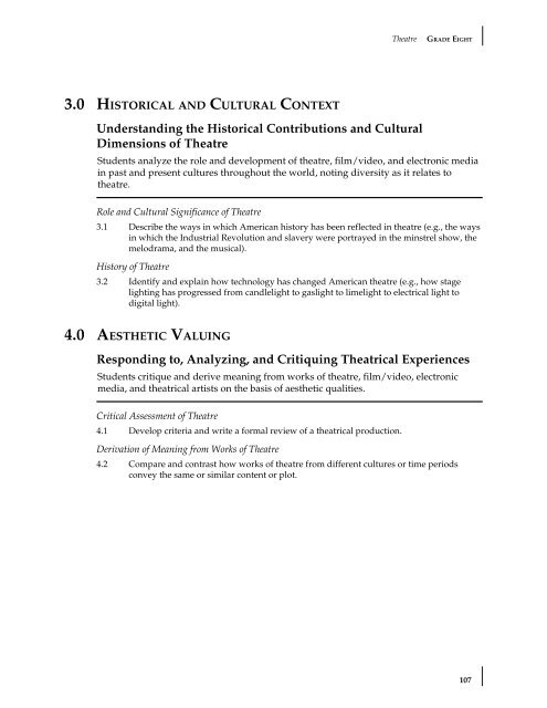 Visual and Performing Arts Content Standards - California ...