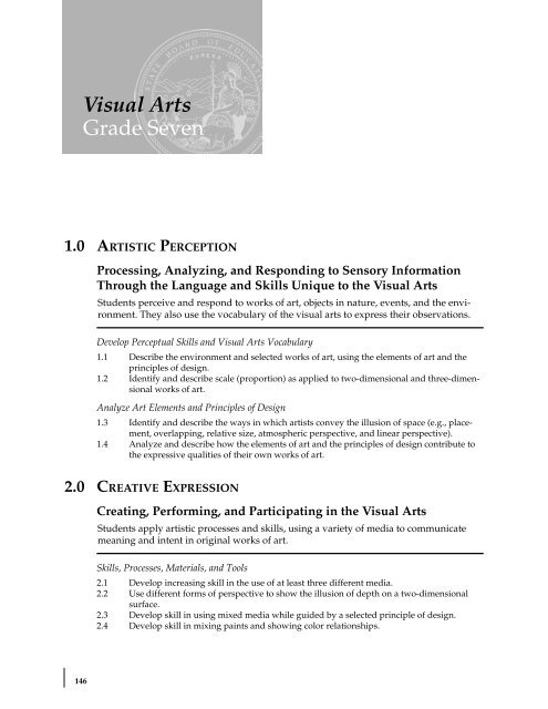 Visual and Performing Arts Content Standards - California ...