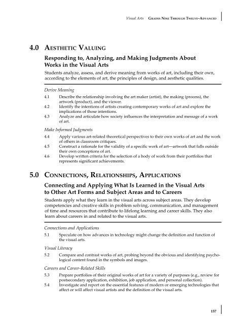 Visual and Performing Arts Content Standards - California ...