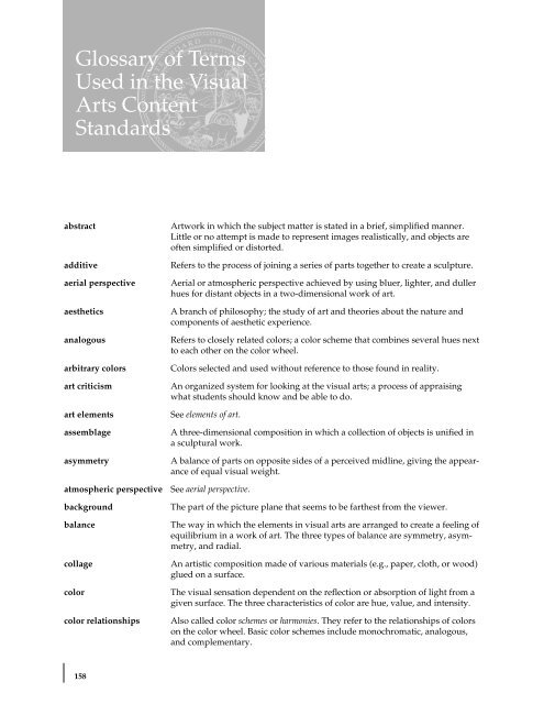 Visual and Performing Arts Content Standards - California ...