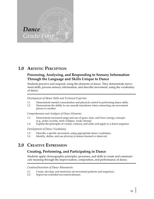 Visual and Performing Arts Content Standards - California ...