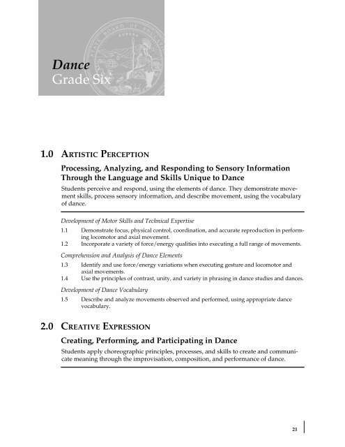 Visual and Performing Arts Content Standards - California ...