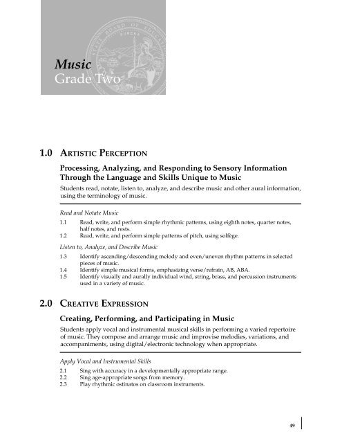 Visual and Performing Arts Content Standards - California ...