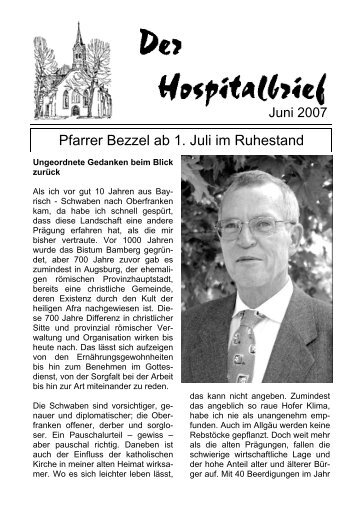Der Hospitalbrief Juni 2007 - Hospitalkirche Hof