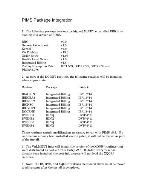 Patient Information Management System (PIMS) V. 5.3 Installation ...