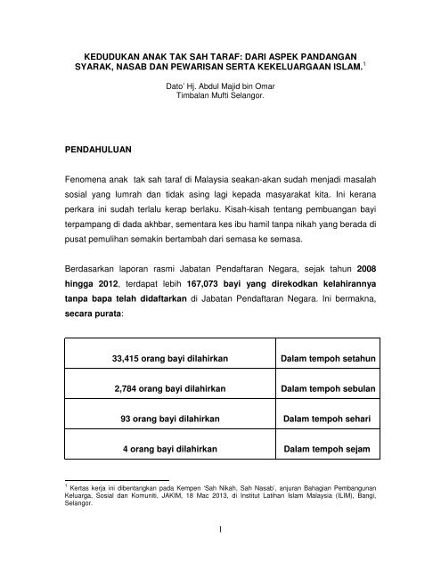 1 KEDUDUKAN ANAK TAK SAH TARAF - Jabatan Kemajuan Islam ...