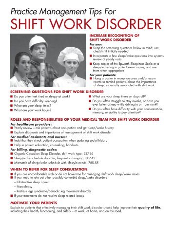 SHIFT WORK DISORDER - myCME.com