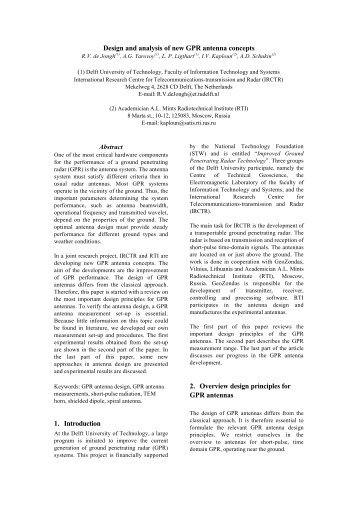 Design and analysis of new GPR antenna concepts 1. Introduction 2 ...