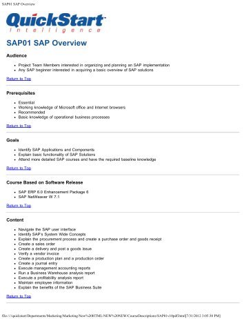 SAP01 SAP Overview