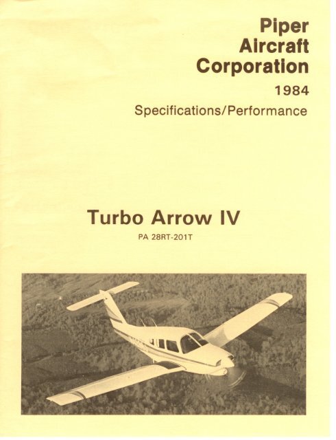 Turbo Arrow IV PA 28RT-201 T Specifications - Aero Resources Inc