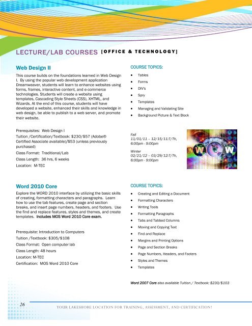 ONSITE COURSES Fall 2011 - Summer 2012 - Ottawa Area ...