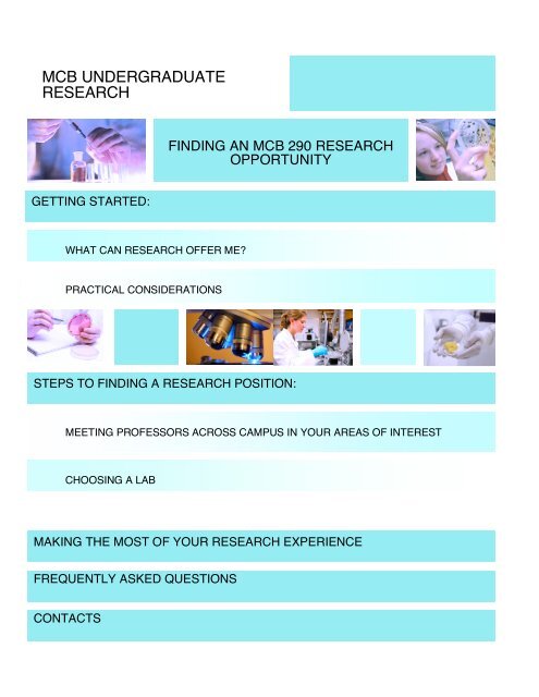 mcb undergraduate research - The School of Molecular and Cellular ...