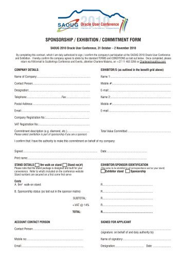 Sponsorship and Exhibition Form.pdf - South African Oracle User ...