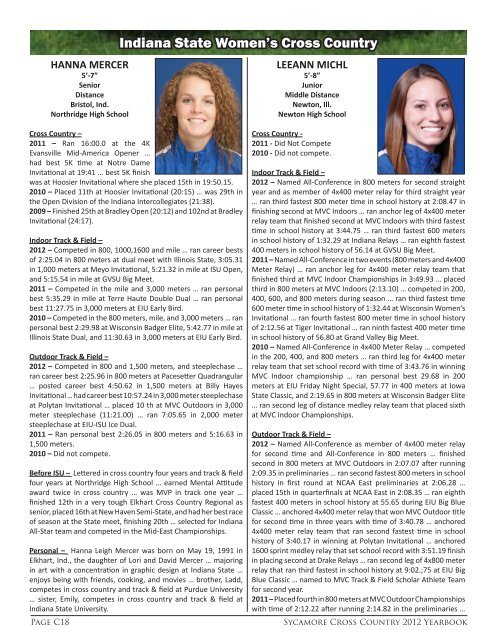 2012 Cross Country Yearbook - Indiana State University Athletics