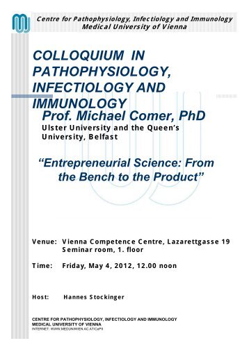 Prof. Michael Comer, PhD COLLOQUIUM IN PATHOPHYSIOLOGY ...