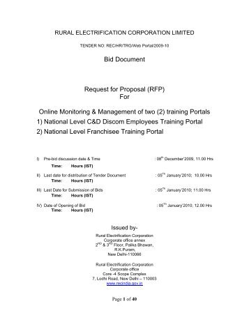 Bid Document Request for Proposal (RFP) For Online Monitoring ...