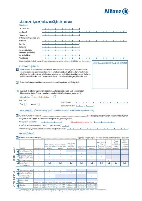 SigortalÄ± Bilgi islem formu - Allianz Emeklilik