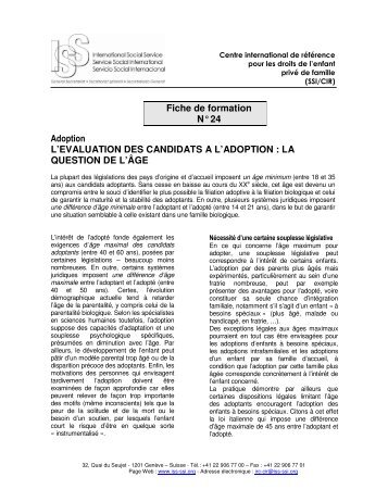 Fiche de formation NÃ‚Â° 24 Adoption L'EVALUATION DES ... - ISS