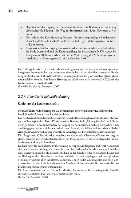 KUlTUREllE BIlDUNG: AUFGABEN IM WANDEl - Deutscher Kulturrat