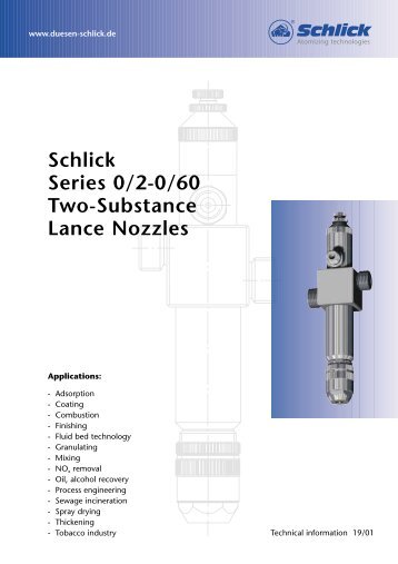 Schlick Series 0/2-0/60 Two-Substance Lance Nozzles