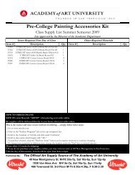 Supply List - Academy of Art University