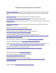 Windows 8 App Development Cheat Sheet - MIS Laboratory