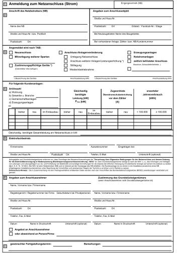 Anmeldung zum Netzanschluss (Strom) - Stromnetz Berlin
